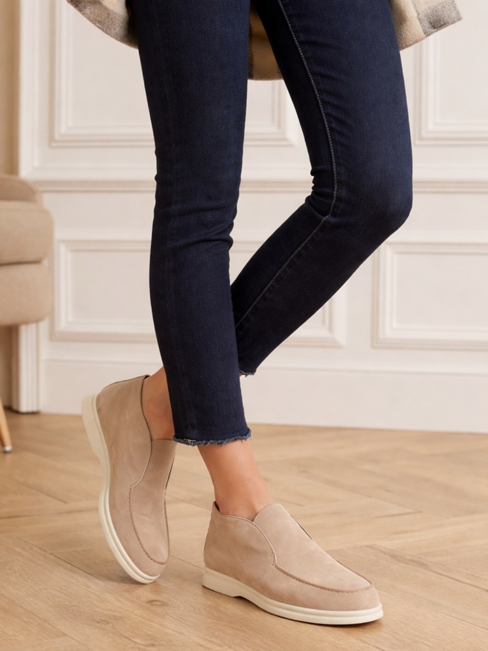 Loro Piana Suede Loafers EU 38 Cream Beige Slip On Flats